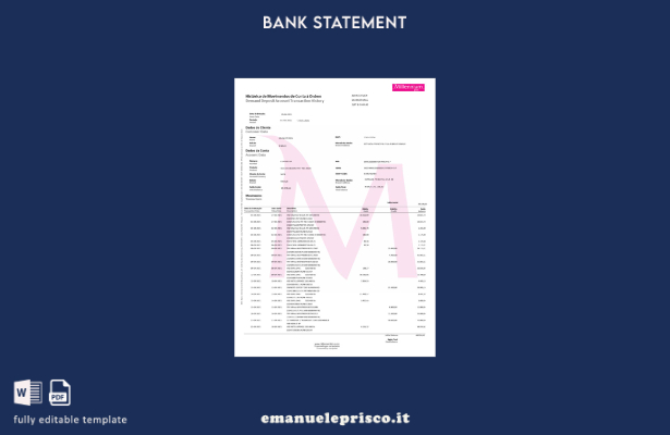 modello word di estratto conto bancario Polonia Millennium in stile verificato